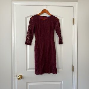 Antonio Melani Burgundy Lace Sheath Dress
